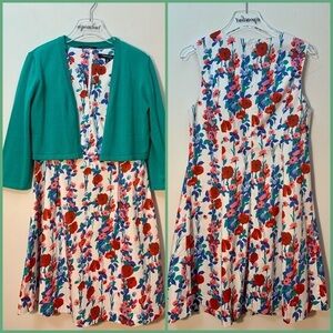 Chadwicks Sleeveless Floral Dress With Shrug NWOT